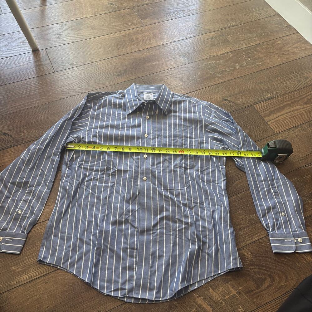 Brooks Brothers 1818 Regent Fit Non-Iron Blue White Long Sleeved Button Sz Large